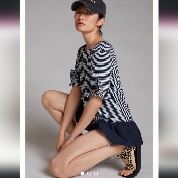 Anthropologie Tops - ❤ NWT! MAEVE ANTHROPOLOGIE PEPLUM STRIPED RUFFLE SHIRT / TOP, SMALL